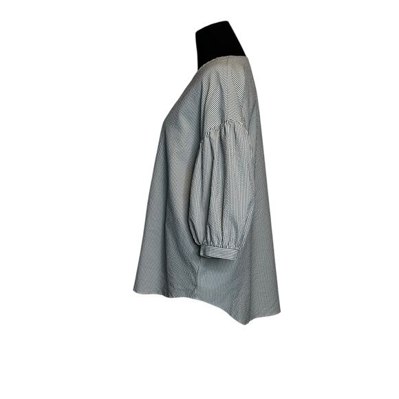 Moussy gray white striped 3/4 sleeves blouse size Free Size - Picture 8 of 16